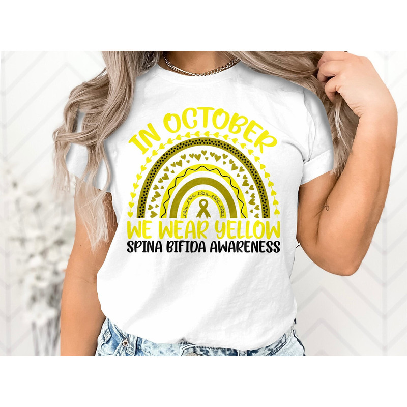 Spina Bifida Awareness Svg Png, In October We Wear Yellow Spina Bifida Rainbow Svg, Yellow Ribbon Svg Cricut Sublimation Design.jpg