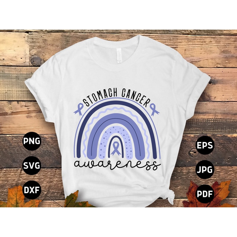 Stomach Cancer Awareness Rainbow Svg Png, Periwinkle Ribbon Svg Cricut Sublimation Design.jpg