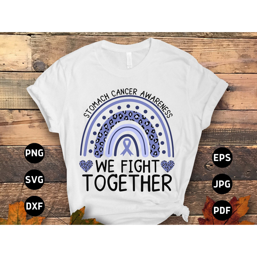 Stomach Cancer Awareness Svg Png, We Fight Together Svg, Periwinkle Ribbon Svg, Stomach Cancer Rainbow Svg Cricut Sublimation Design.jpg