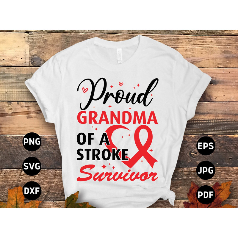 Stroke Awareness Svg Png, Proud Grandma of a Stroke Survivor Svg, Red Ribbon Svg Cricut Sublimation Design.jpg