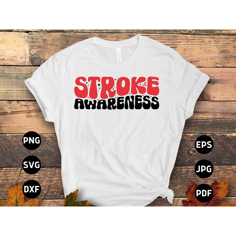 Stroke Awareness Svg Png, Stroke Awareness Groovy Svg, Red Ribbon Svg Cricut Sublimation Design.jpg