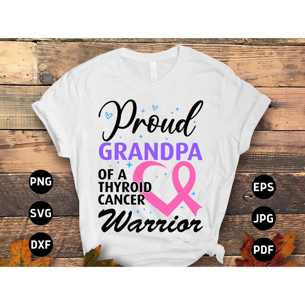 Thyroid Cancer Awareness Svg Png, Proud Grandpa of a Thyroid Awareness Warrior Svg, Thyroid Cancer Grandpa Svg Cricut Sublimation Designs.jpg