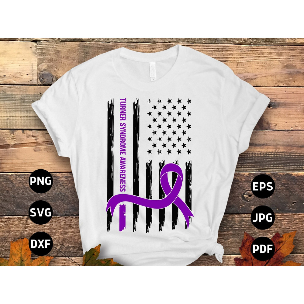 Turner Syndrome Awareness Svg Png, Turner Syndrome Flag Svg, Purple Ribbon Svg Cricut Sublimation Designs.jpg