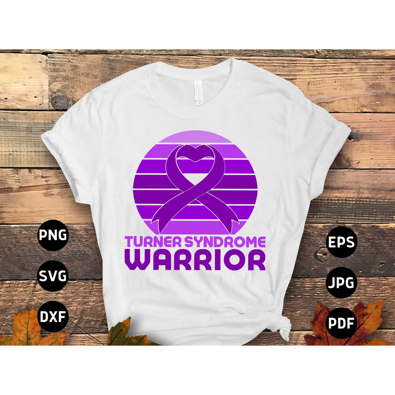 Turner Syndrome Awareness Svg Png, Turner Syndrome Warrior Heart Svg, Purple Ribbon Svg Cricut Sublimation Designs.jpg