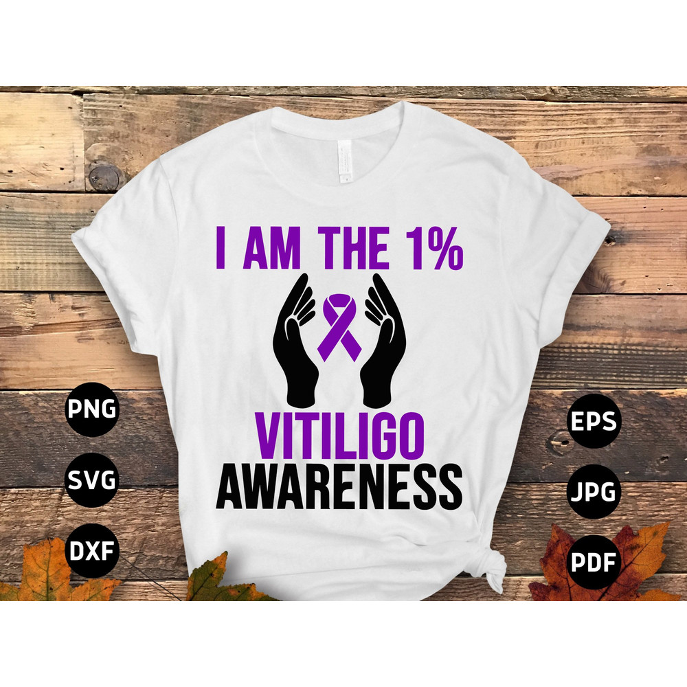 Vitiligo Awareness Svg Png, I Am the 1 Vitiligo Svg, Vitiligo Awareness Purple Ribbon Vitiligo Support Svg Cricut Sublimation Design.jpg