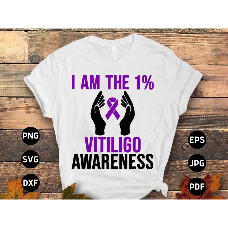 Vitiligo Awareness Svg Png, I Am the 1 Vitiligo Svg, Vitiligo Awareness Purple Ribbon Vitiligo Support Svg Cricut Sublimation Design.jpg