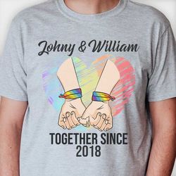 custom together since shirt, custom lgbt couple shirt, engagement, marriage gift, valentine day gifts, lgbt gift