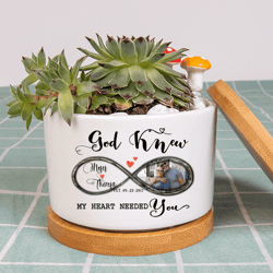custom photo couple plant pot, god knew my heart plant pot for wife, gift for couple, valentine gift, couple gift