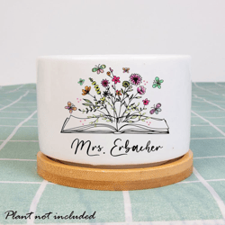 personalized teacher flower pot, custom name teacher mini plant pot, custom mini plant pot for kindergarten