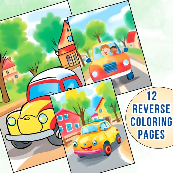 Cute Cars Reverse Coloring Pages | Draw & Reveal Cool Cars ( - Inspire ...