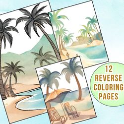 Palm Trees & Secrets! Unlock Your Creativity with Tropical Paradise Reverse Coloring Pages