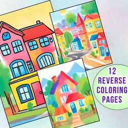Draw Your Dream House with House Reverse Coloring Pages! Stress Relief Activity