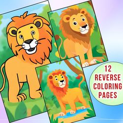 12 Lion Reverse Coloring Pages for Kids & Adults - Unleash Your Inner Artist!
