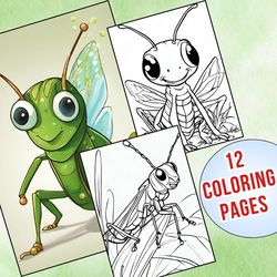 Hoppy Fun Times! Adorable Grasshopper Coloring Pages for Kids | Learn & Color