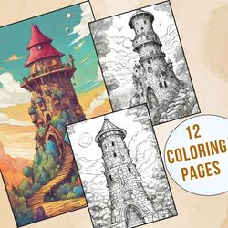 Magical Tower Coloring Pages for Endless Adventure | Open the Gates to Fantasy!