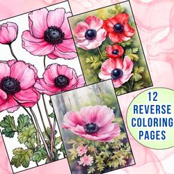 12 Captivating Anemone Flower Reverse Coloring Pages | Perfect for Flower Lovers