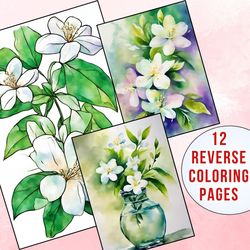 Reveal Stunning Jasmine Flowers in Reverse Coloring Pages - Fun & Relaxation