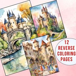 12 Enchanting Medieval Castle Reverse Coloring Pages - A Majestic Journey