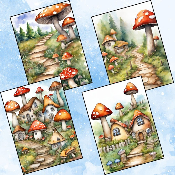 Fantasy Mushroom Village Reverse Coloring Pages 4.jpg