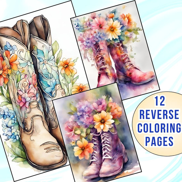 Flowery Boot Reverse Coloring Pages 1.jpg