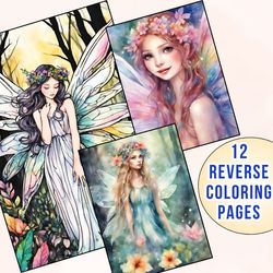 Enchanting Forest Fairy Reverse Coloring Pages - A Unique Coloring Experience