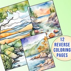 Captivating Landscape Reverse Coloring Pages - Explore Nature in a Unique Way