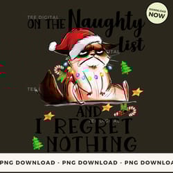 digital | on the naughty list i regret nothing - funny christmas cat t-shirt, hoodie, sweatshirt design - high-resolutio