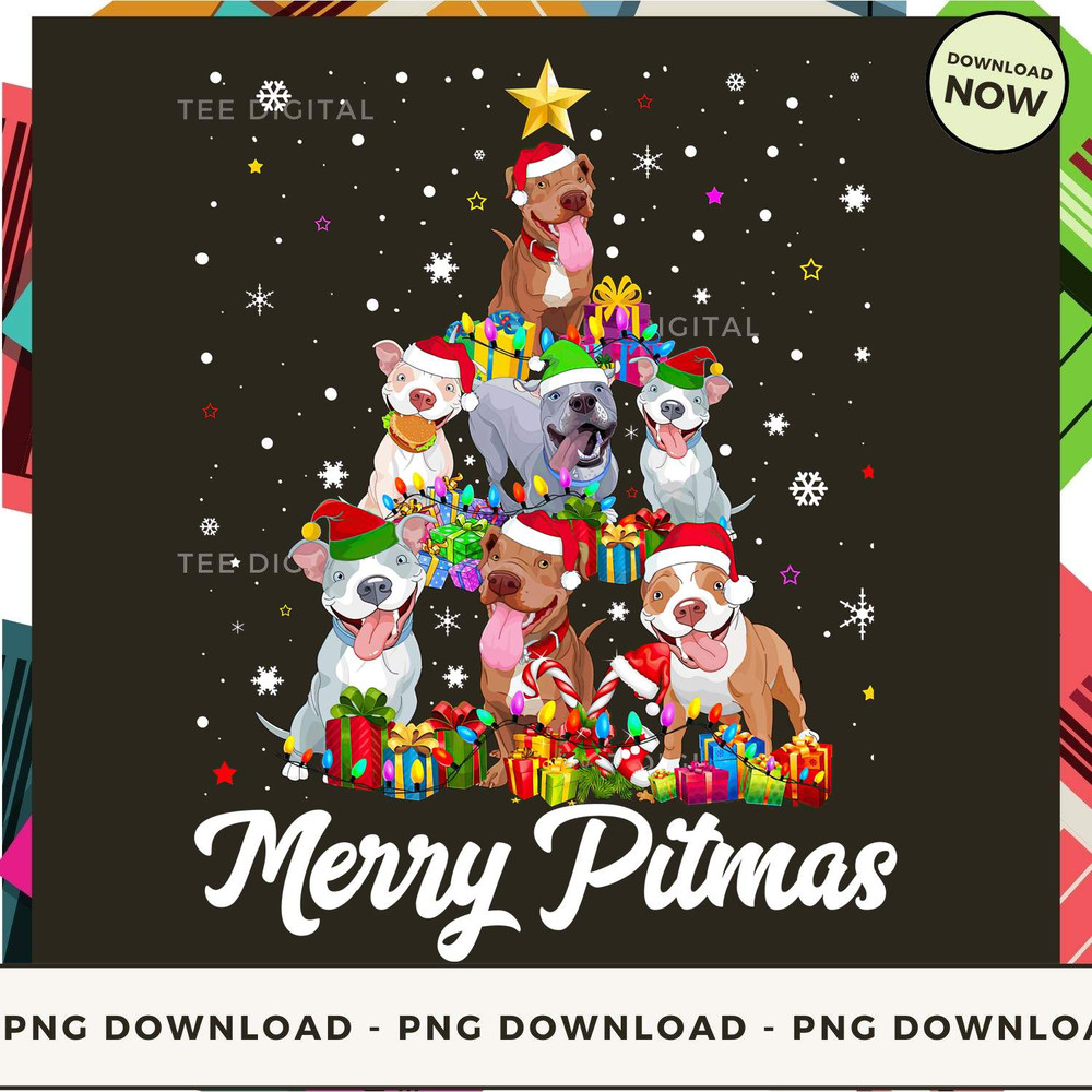 Merry Pitmas - Pitbull Arrange The Christmas Tree - Christmas Pitbull Dog.jpg