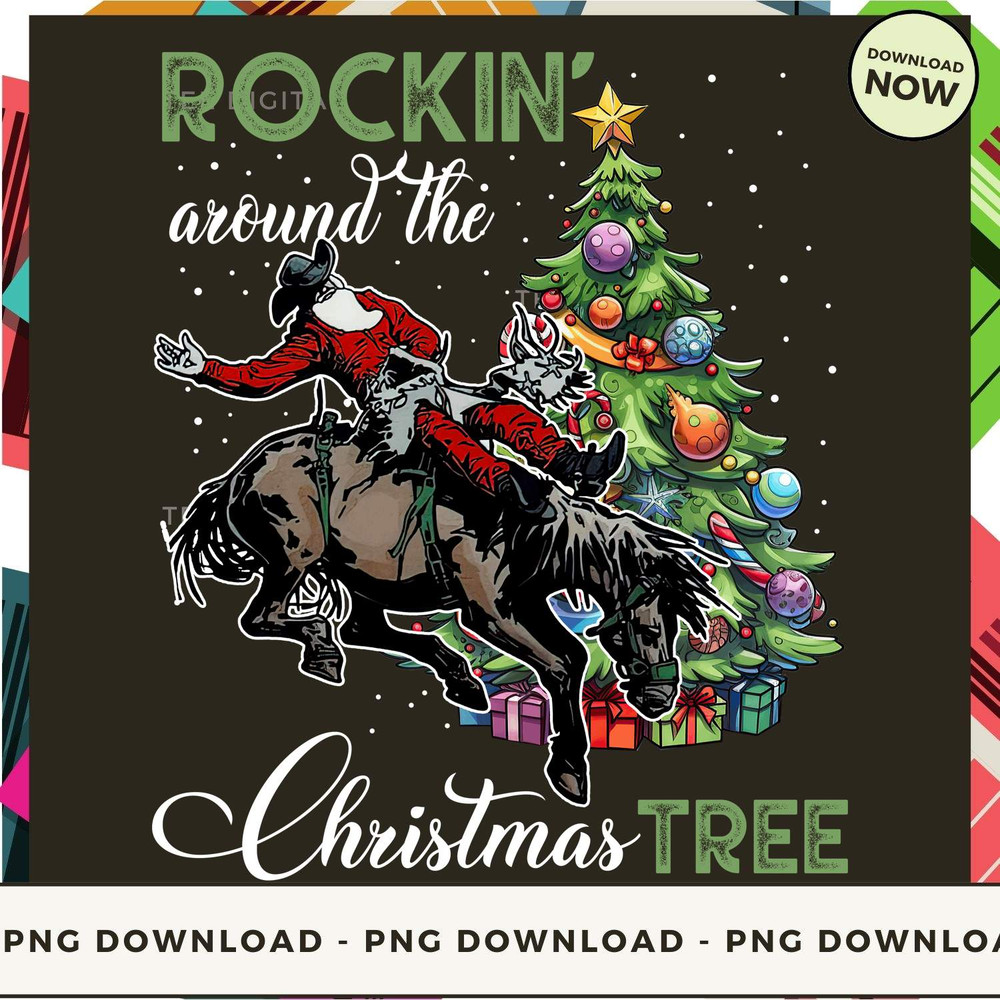 Rockin Around The Christmas Tree - Santa Riding Horse - Christmas Bronc Riding_1.jpg