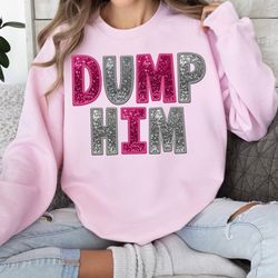 faux chenille dump him png, anti valentines png, faux chenille letters png, anti valentine png, retro png, funny valenti