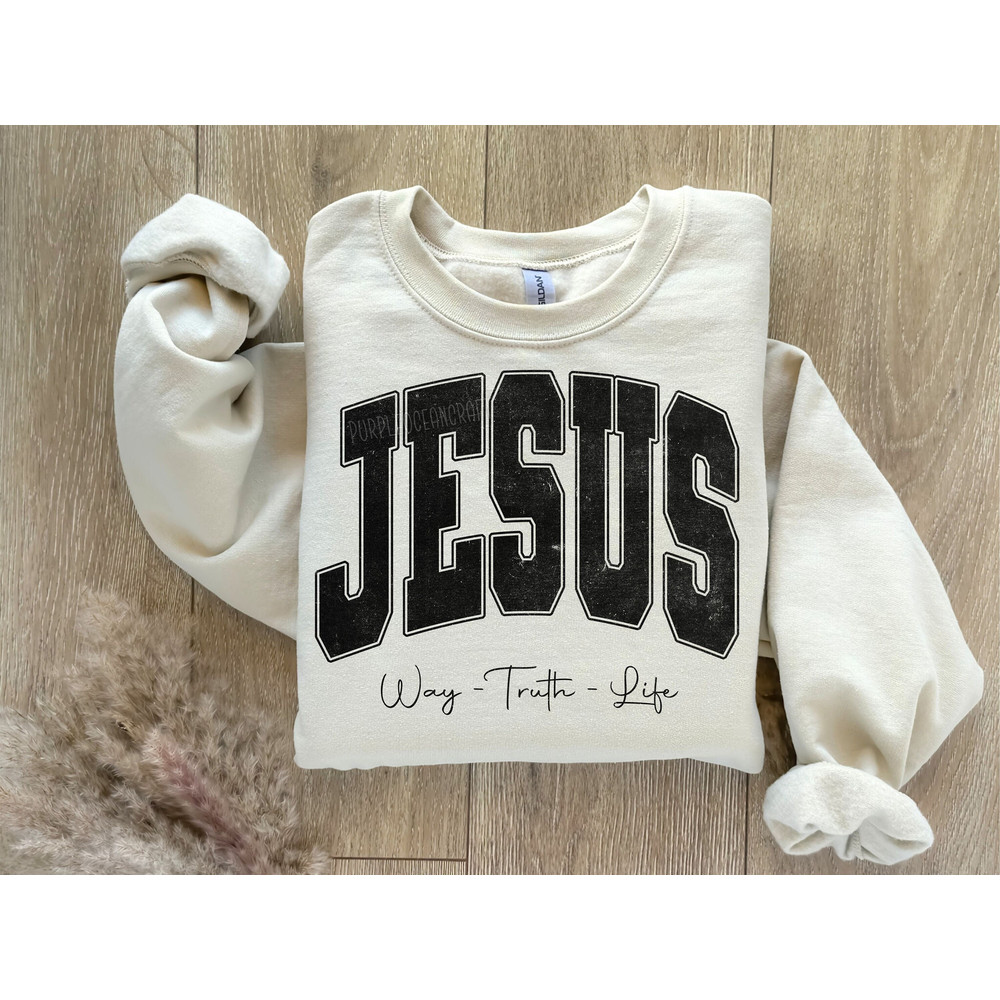 Jesus Way Truth Life SVG PNG, Christian svg, Jesus svg, Faith svg, Grunge svg, Retro Sublimation png, Retro svg, Distressed svg, Varsity svg.jpg