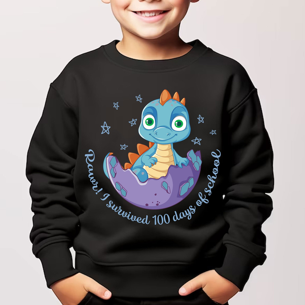 Rawr! I Survived 100 Days Of School Png, Funny Dinosaur Png, Baby Dino Png, 100 Days Smarter Png, Back To School Png, 100th Day of School.jpg