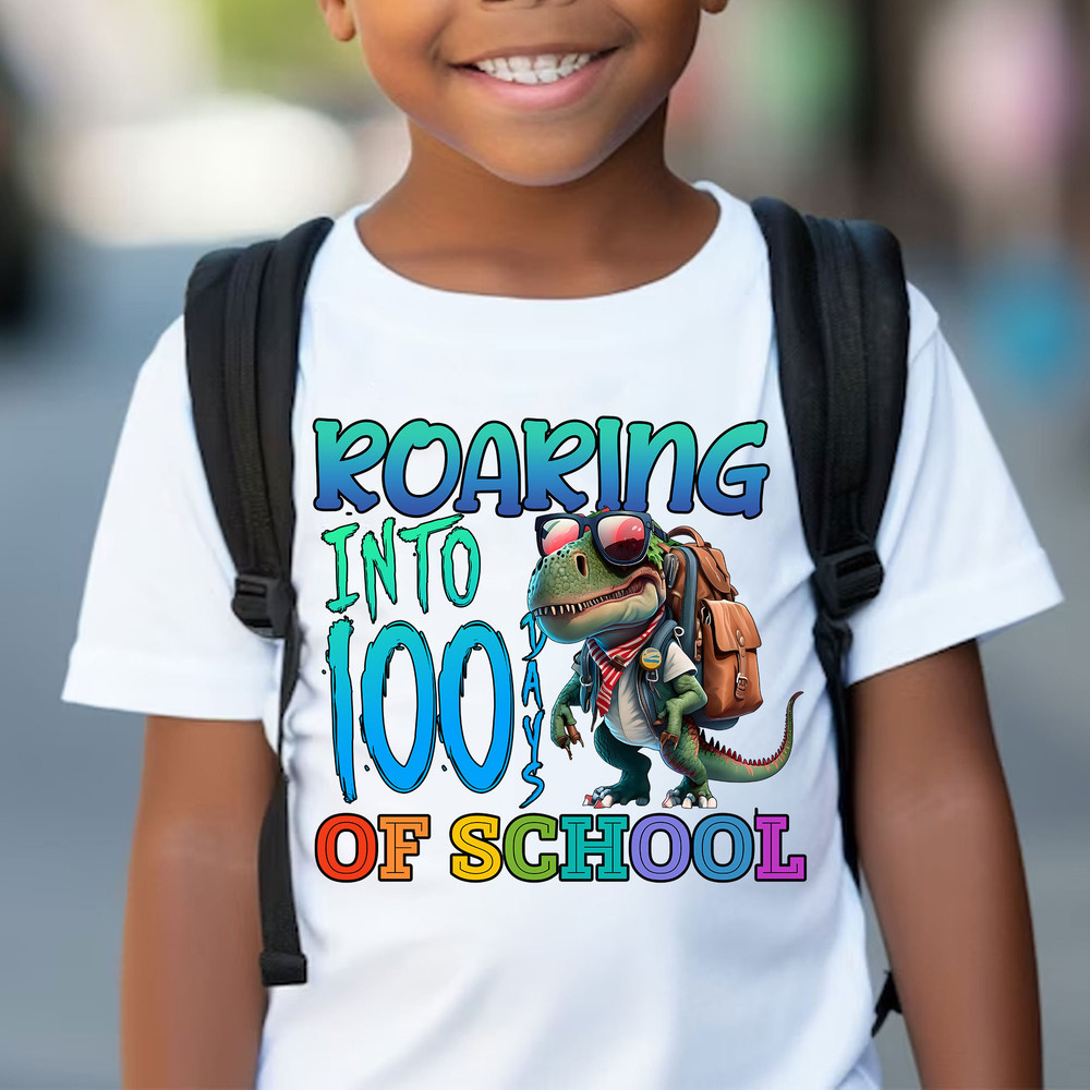 Roaring Into 100 Days Of School Png, Dinosaur Png, Back To School Png, 100th Day of School Png, 100 Days Pop Png, Magical Kingdom Png.jpg