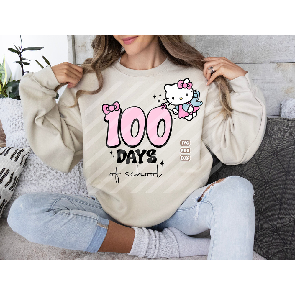 100 Days of School Kitty Svg,Kawaii Kitty Svg 100 Days of School,School 100th Day ,Back to School Svg,Teacher School Svg,100 Day of School.jpg