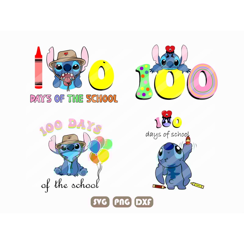 100 Days of School Stitch Svg, Bad Bunny 100 Days of School, School 100th Day Svg, Back to School Svg, Teacher School Svg, 100 Day of School.jpg