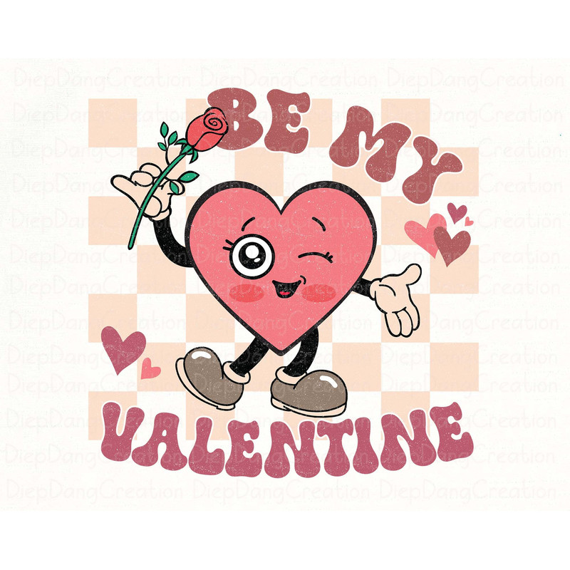 Be Mine Valentine Png, Cute Heart Png, Retro Groovy Valentine Png, Valentine's Day PNG, XOXO Png, Valentine Love Png, Retro Png Sublimation.jpg