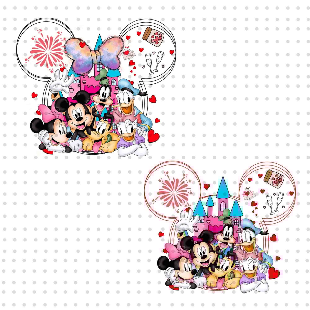 Bundle Valentines Mouse And Friends PNG, Valentine's Day Png, Magical Valentines Png, Magical Castle Png, Watercolor Valentine Png, Png File.jpg