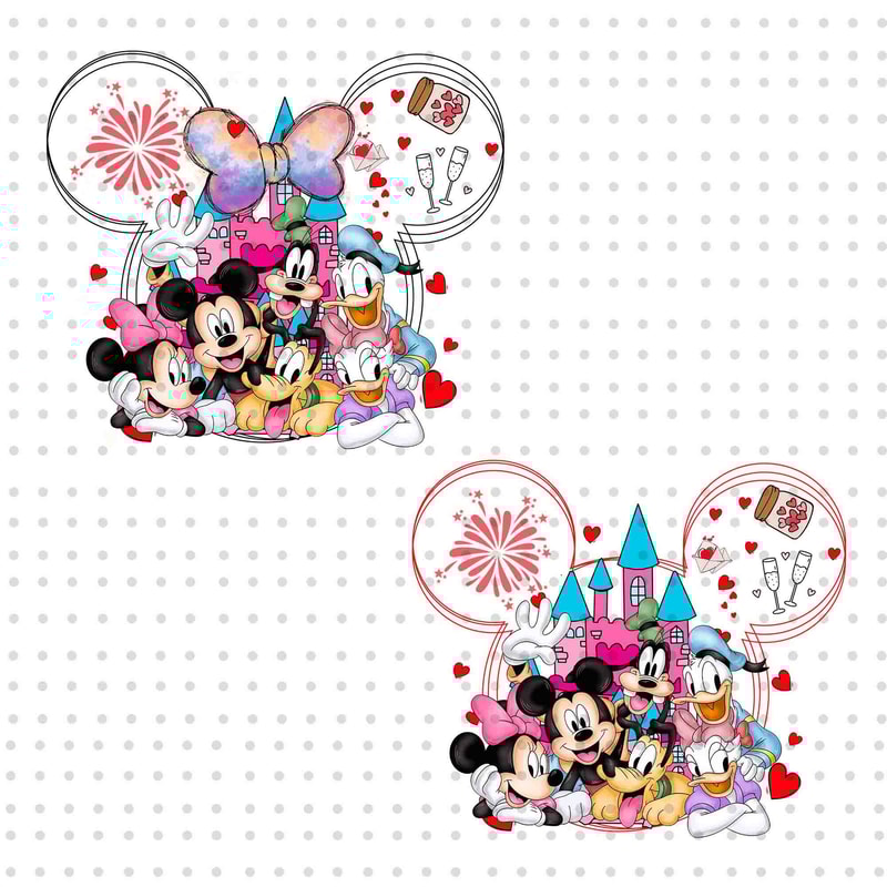 Bundle Valentines Mouse And Friends PNG, Valentine's Day Png, Magical Valentines Png, Magical Castle Png, Watercolor Valentine Png, Png File.jpg