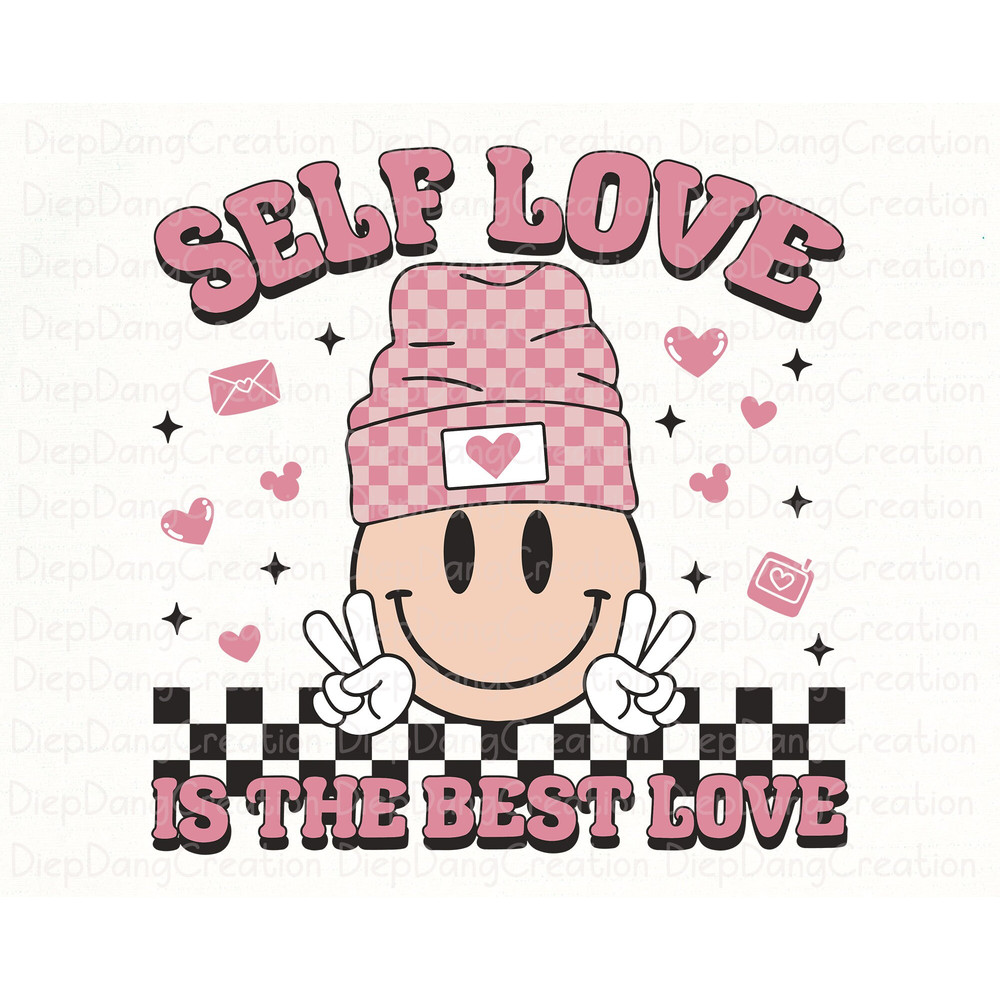 Self Love Is The Best Love Svg, Love Vibes, Smile Face Svg, Groovy Valentine Svg, Valentines Day Svg, Retro valentines Svg, Valentines Shirt.jpg
