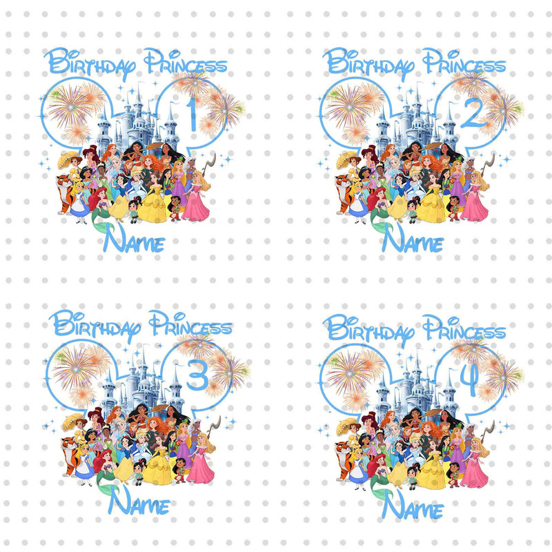 Custom Name Birthday Princess Bundle PNG, Birthday Princess Png, Family Birthday Png, Family Vacation Png, Magical Princess, Princess Squad.jpg