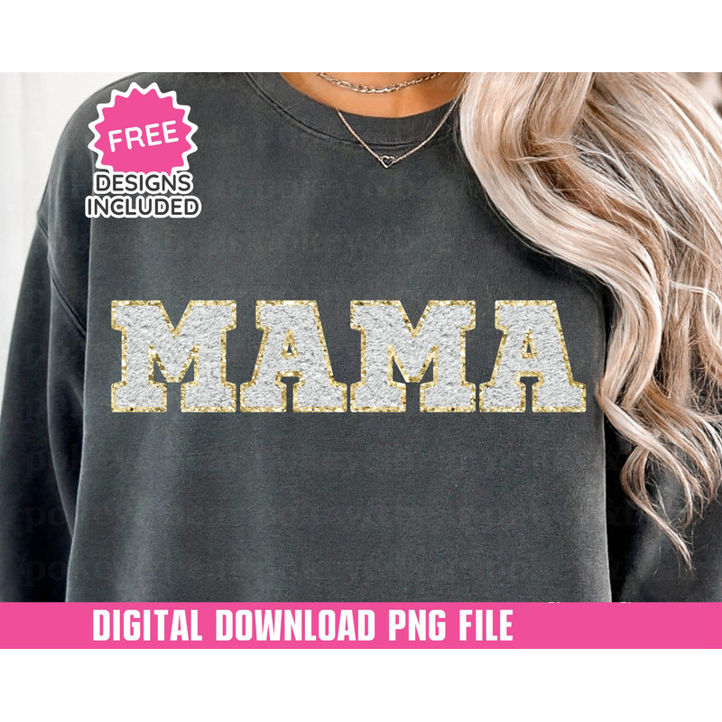 Faux Embroidery Mama Png Sublimation Design Faux Patch Png Gold Mama Shirt Design Glitter Mama Png Mother's Day Png Digital Download.jpg