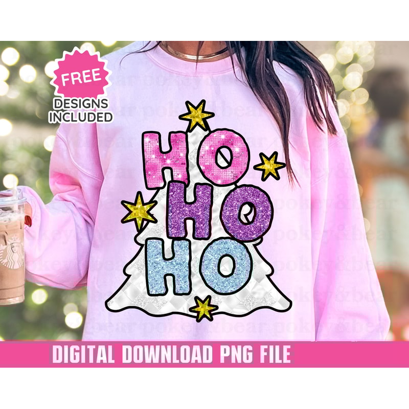 Glitter Christmas Tree Png Sublimation Design Sparkly Christmas Png Christmas Dtf Ho Ho Ho Png Faux Sequin Png File Digital Download.jpg