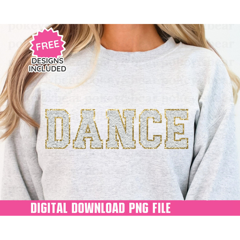 Glitter Dance Png Sublimation Design Faux Embroidery Png Faux Patch Png Dance Mom Shirt Png Gold Dancer Png Digital Download.jpg