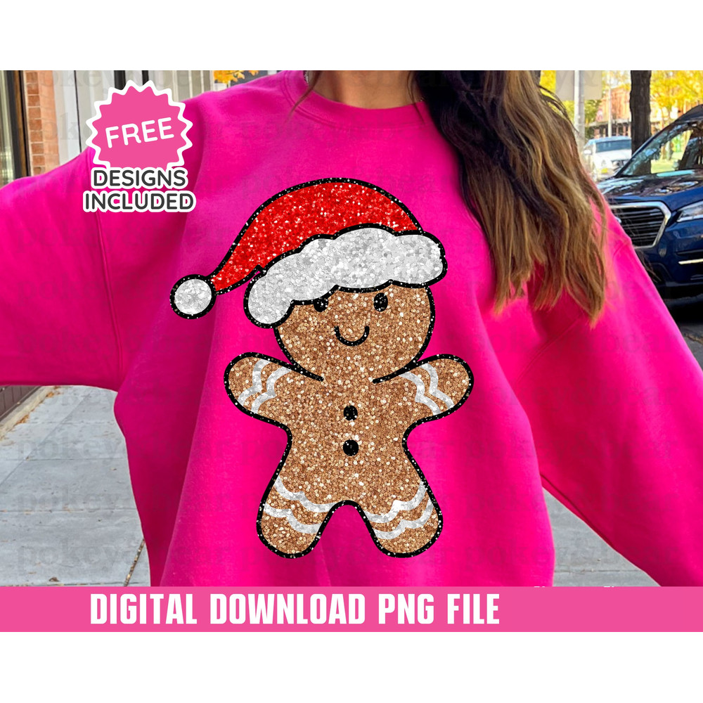 Glitter Gingerbread Man Png Sublimation Design Glitter Christmas Png File Sparkly Holiday Sublimation Png Digital Download.jpg