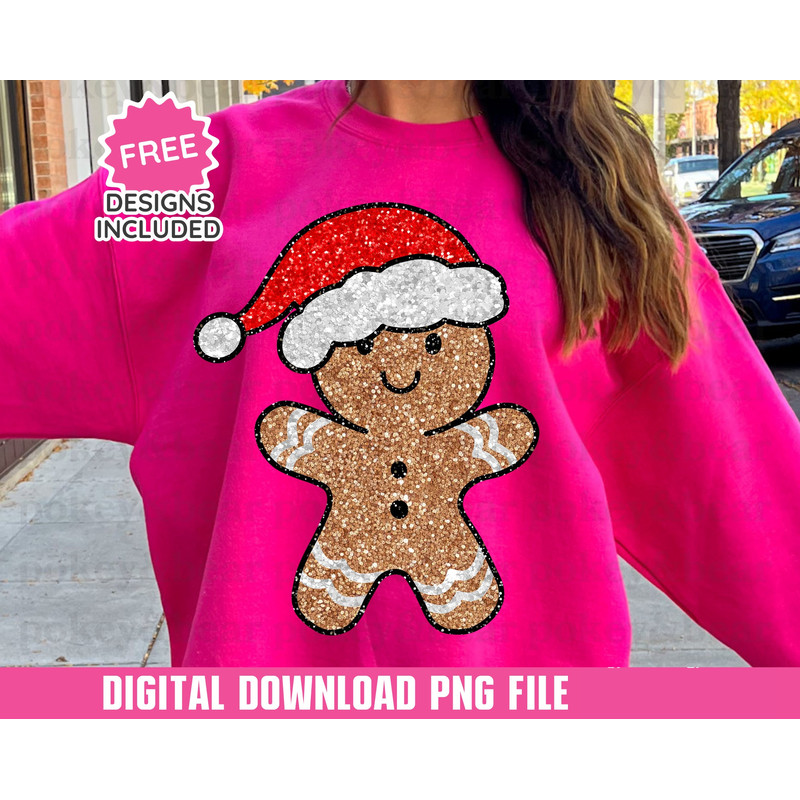 Glitter Gingerbread Man Png Sublimation Design Glitter Christmas Png File Sparkly Holiday Sublimation Png Digital Download.jpg