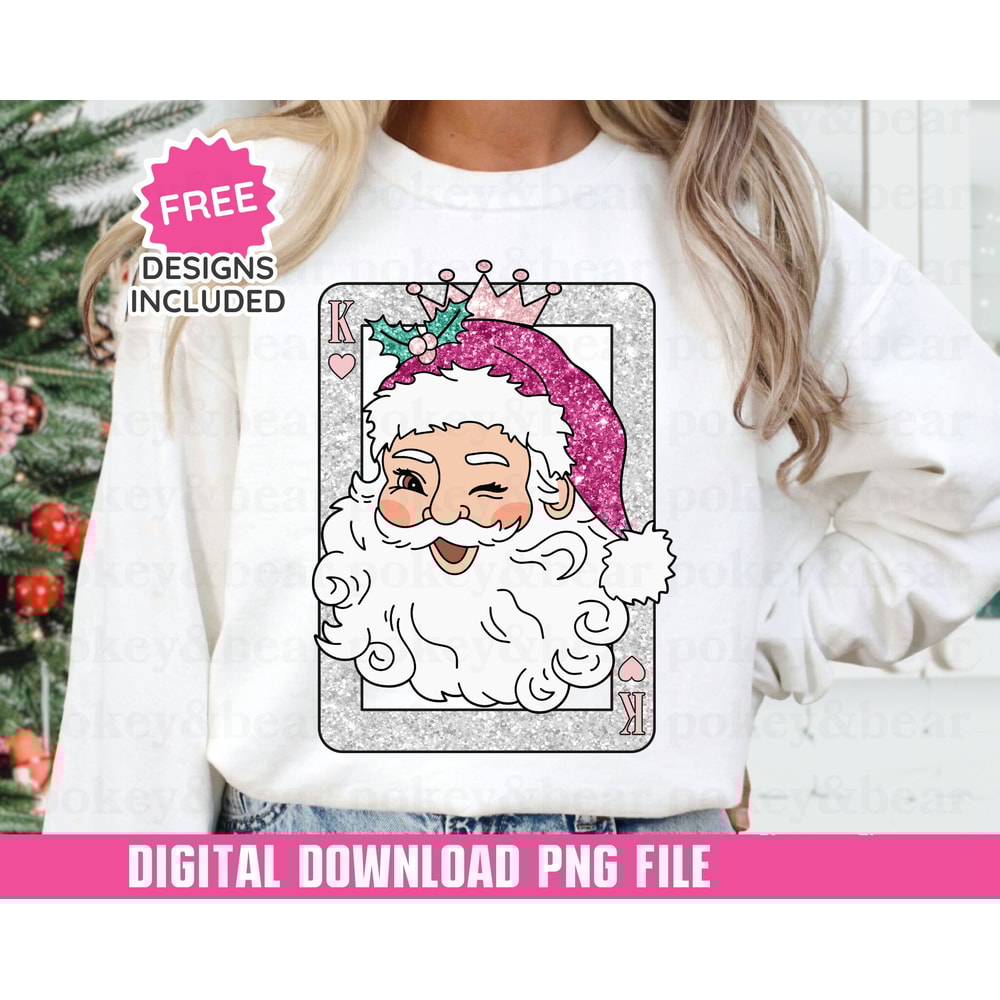Glitter Pink Santa Png Sublimation Design Sparkly Christmas Png File Sequin Christmas Shirt Png Digital Download Santa Claus Png.jpg