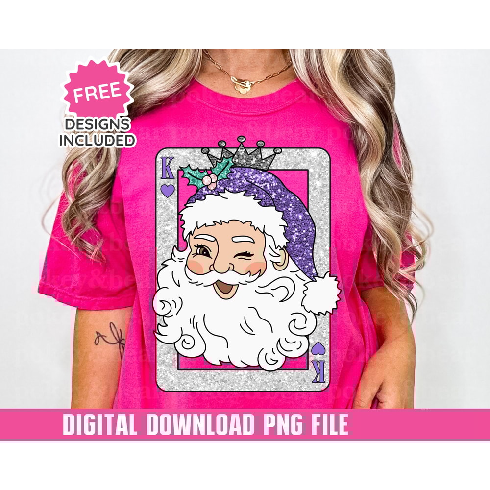 Glitter Santa Png Sublimation Design Sparkly Christmas Png File Sequin Christmas Shirt Png Digital Download Purple Santa Claus Png.jpg