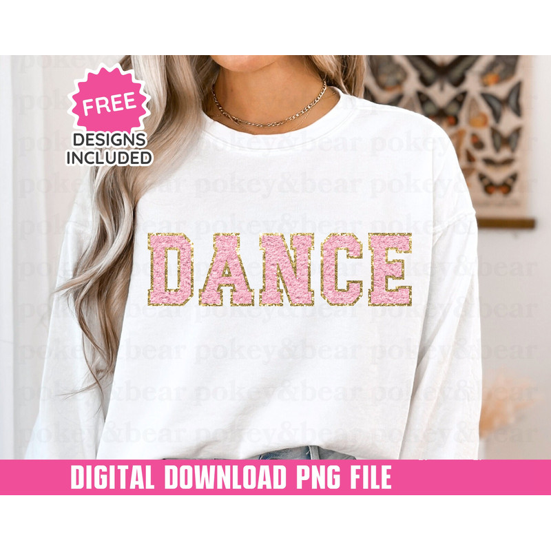 Pink Dance Png Sublimation Design Dance Mom Png Faux Embroidery Png Faux Patch Png Glitter Dance Mom Shirt Png Digital Download 1.jpg