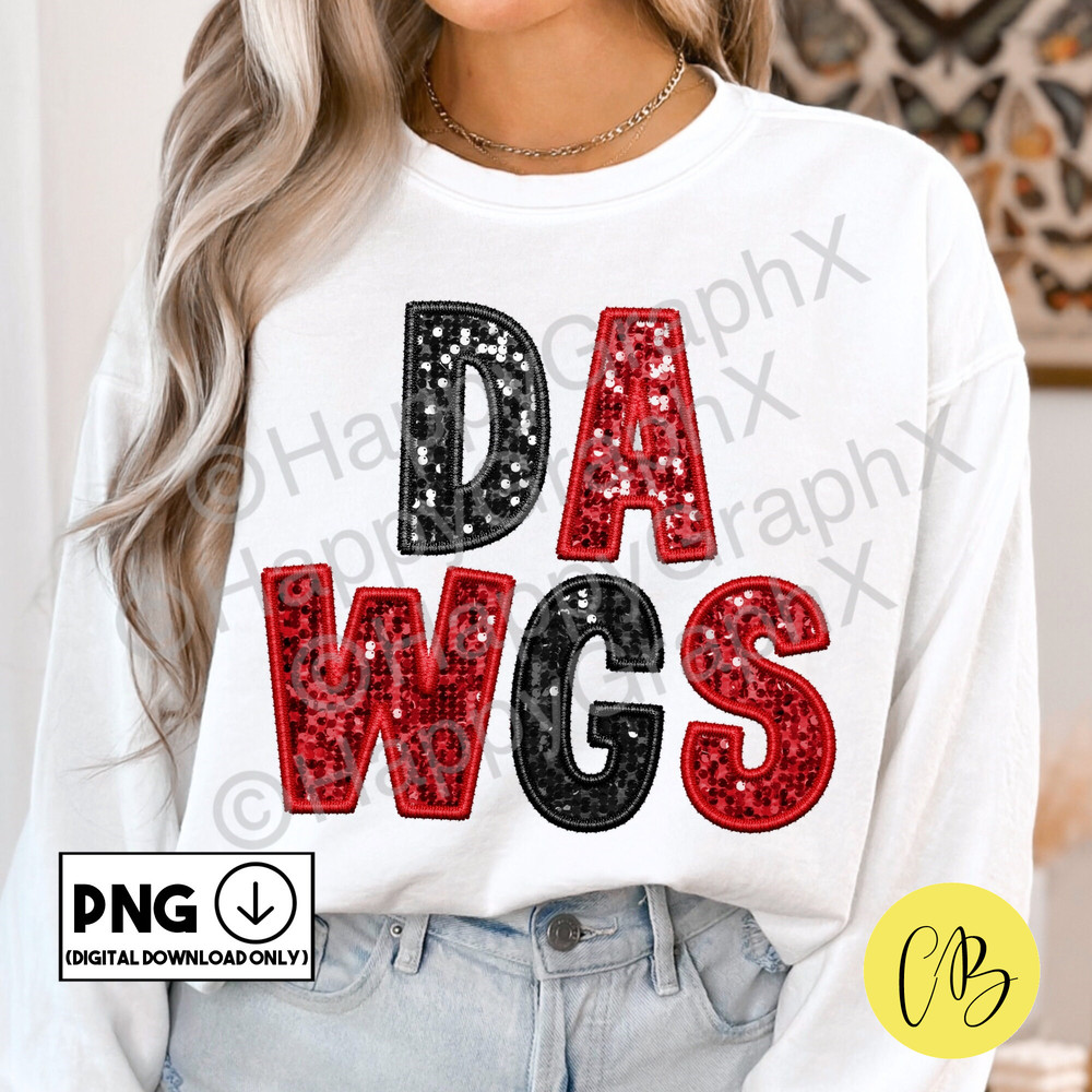Dawgs Faux Sequin Png, Faux Embroidery Patch, Sparkly Tshirt Design, School Spirit, Sublimation Design, DTG, DTF, Digital Download ONLY.jpg