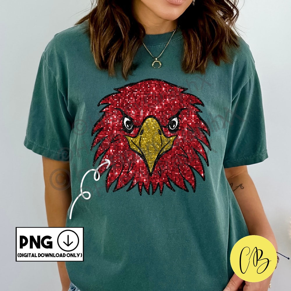 Eagles Mascot Sparkly Png, Preppy Glitter Tshirt Design, Game Day, Sublimation Design, Direct to Garment, DTF, Digital Download ONLY.jpg
